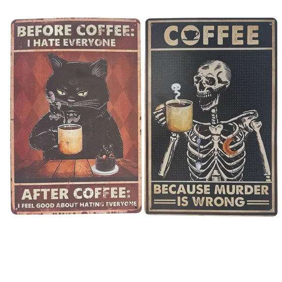 Sarcastic Coffee Metal Signs Kitchen Office Dorm Whimsical Wall Art 12x8 Inches - Picture 1 of 13